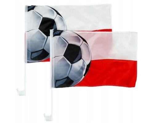 Flaga z uchwytem samochodowa 42 x 28 cm, kolor biało-czerwona (2 szt.)