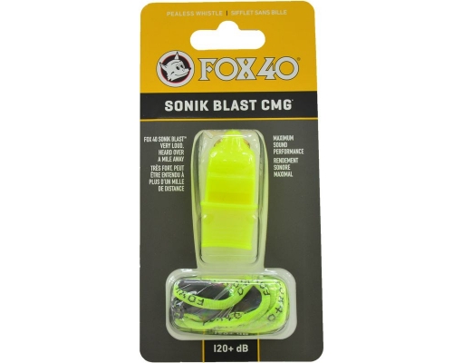 Gwizdek Fox 40 Sonik Blast CMG Official ze sznurkiem, kolor neonowy żółty