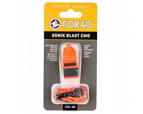 Gwizdek Fox 40 Sonik Blast CMG Official ze sznurkiem, kolor pomarańczowy