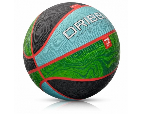 Piłka koszowa Meteor Dribble, rozmiar 7, kolor czarno-zielono-niebieski