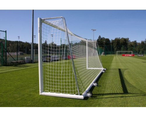 Bramki do piłki nożnej 7,32 x 2,44 m, aluminiowe, przejezdne z 4 kółkami