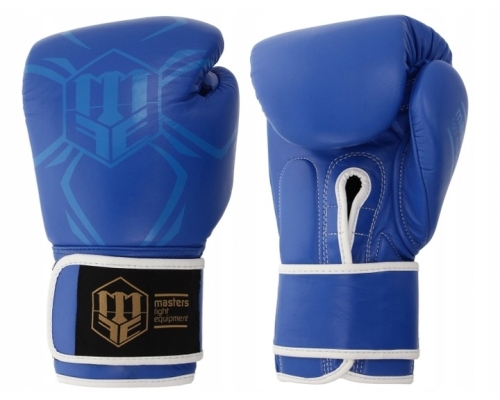 Rękawice bokserskie skórzane Masters RBT, 12 oz, kolor niebieski